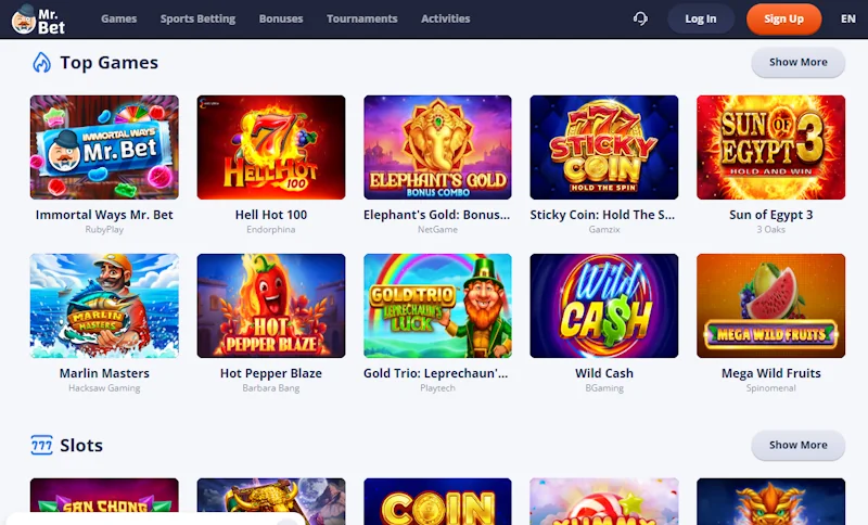 Mr Bet Casino games